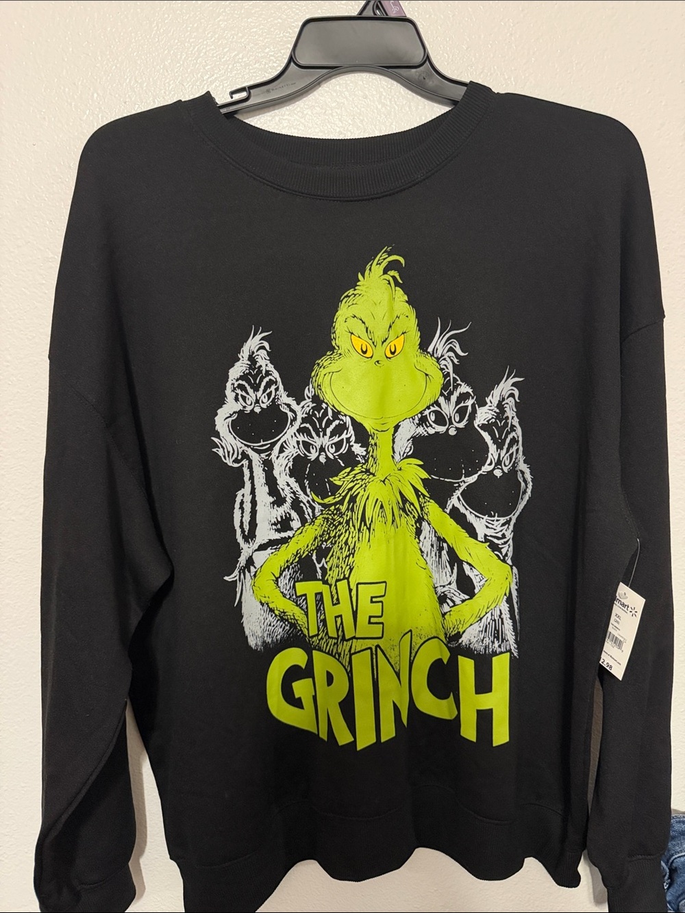 The Grinch Graphic Black Sweatshirt - Neon Green Print